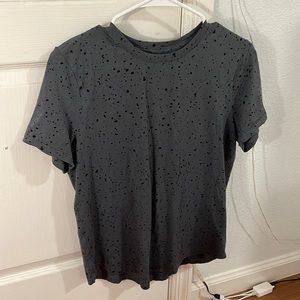 grey with black splatter love crew tshirt